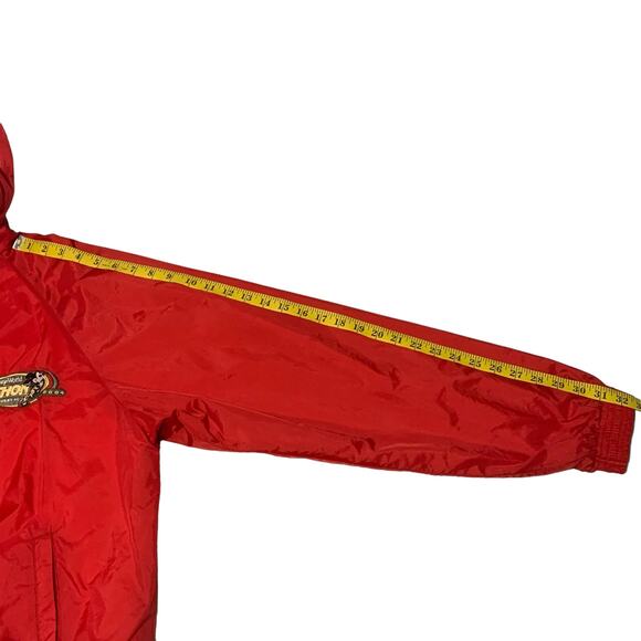 Walt Disney World Marathon Windbreaker L Jacket Red Zip Front Hoody Embroidered - Picture 6 of 9